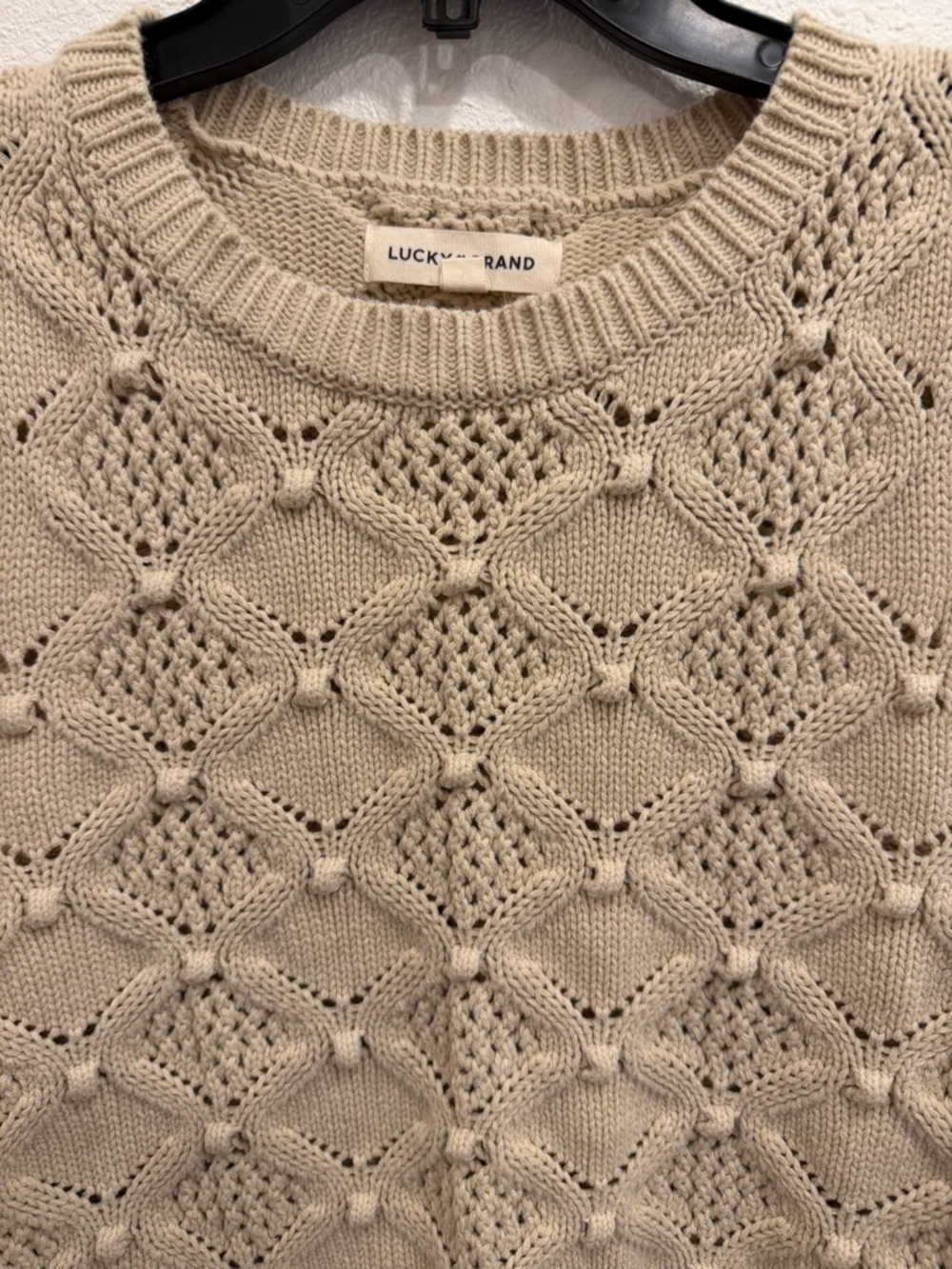 Lucky Brand Beige Openwork Knit Sleeveless Sweater Vest - Picture 2 of 4